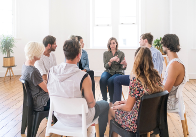 Community members gathering and connecting locally